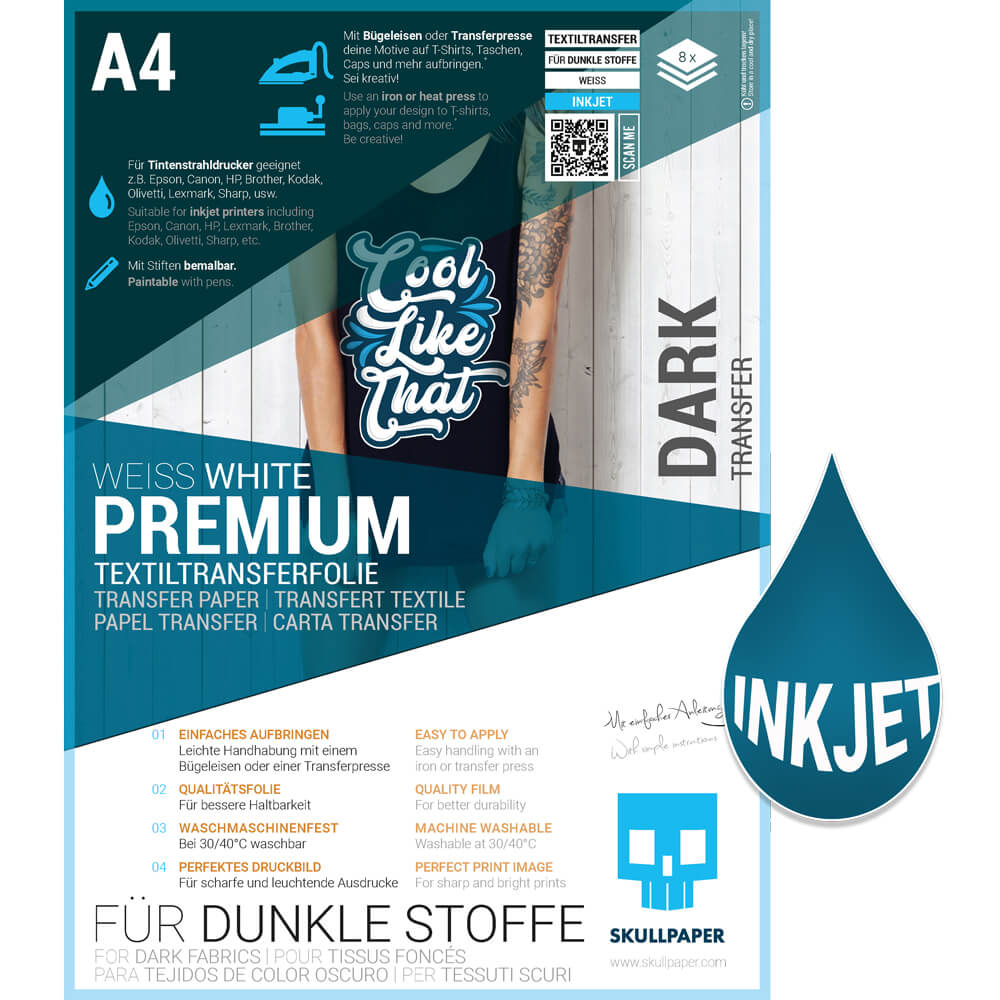 Transferfolie FÜR DUNKLE STOFFE Inkjet