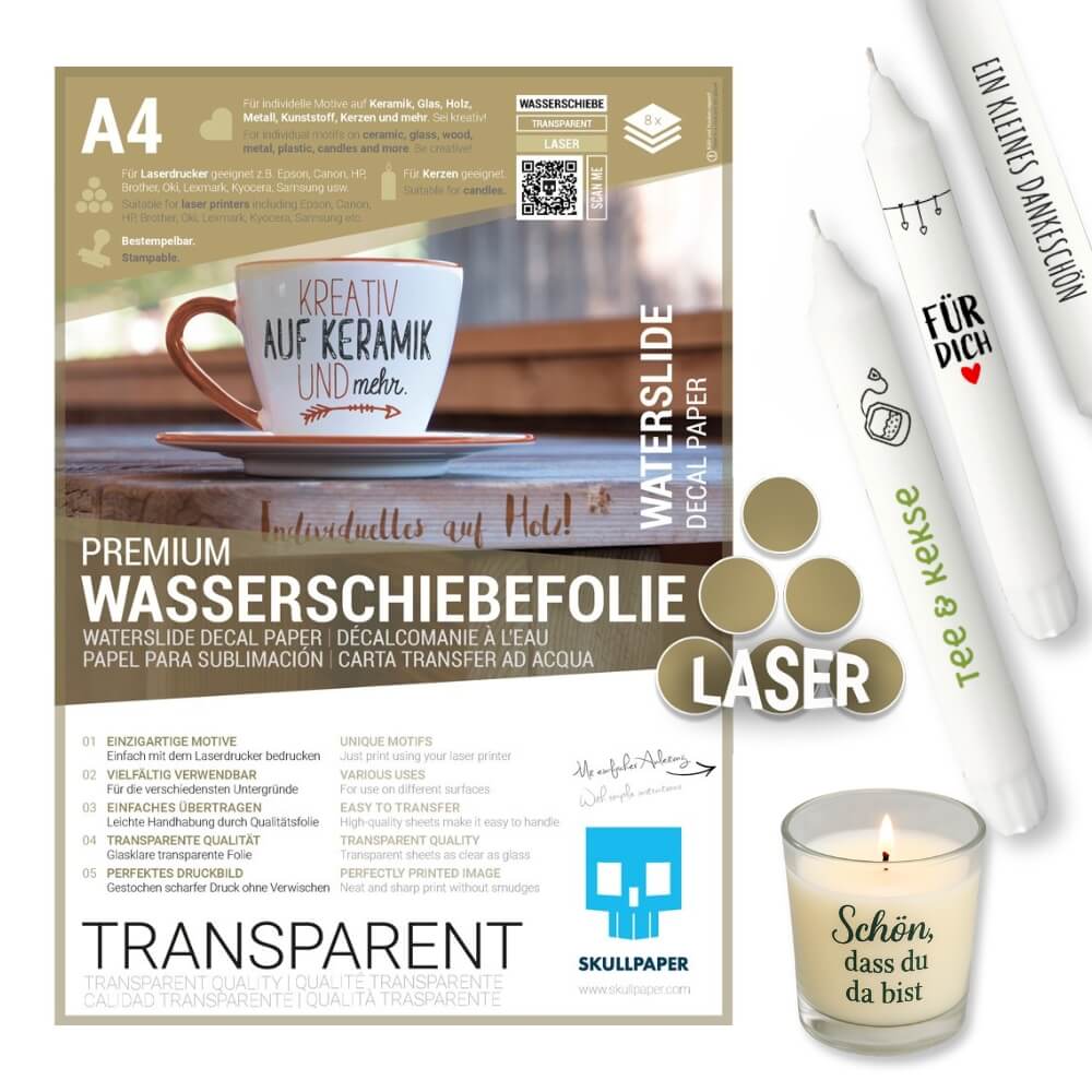 Wasserschiebefolie transparent Laser (auch Bestempelbar)