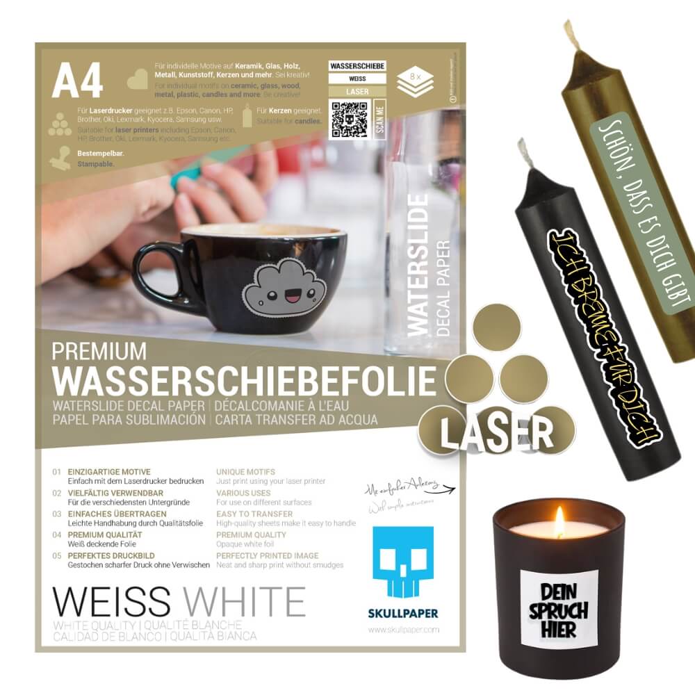 Wasserschiebefolie weiss Laser (auch Bestempelbar)