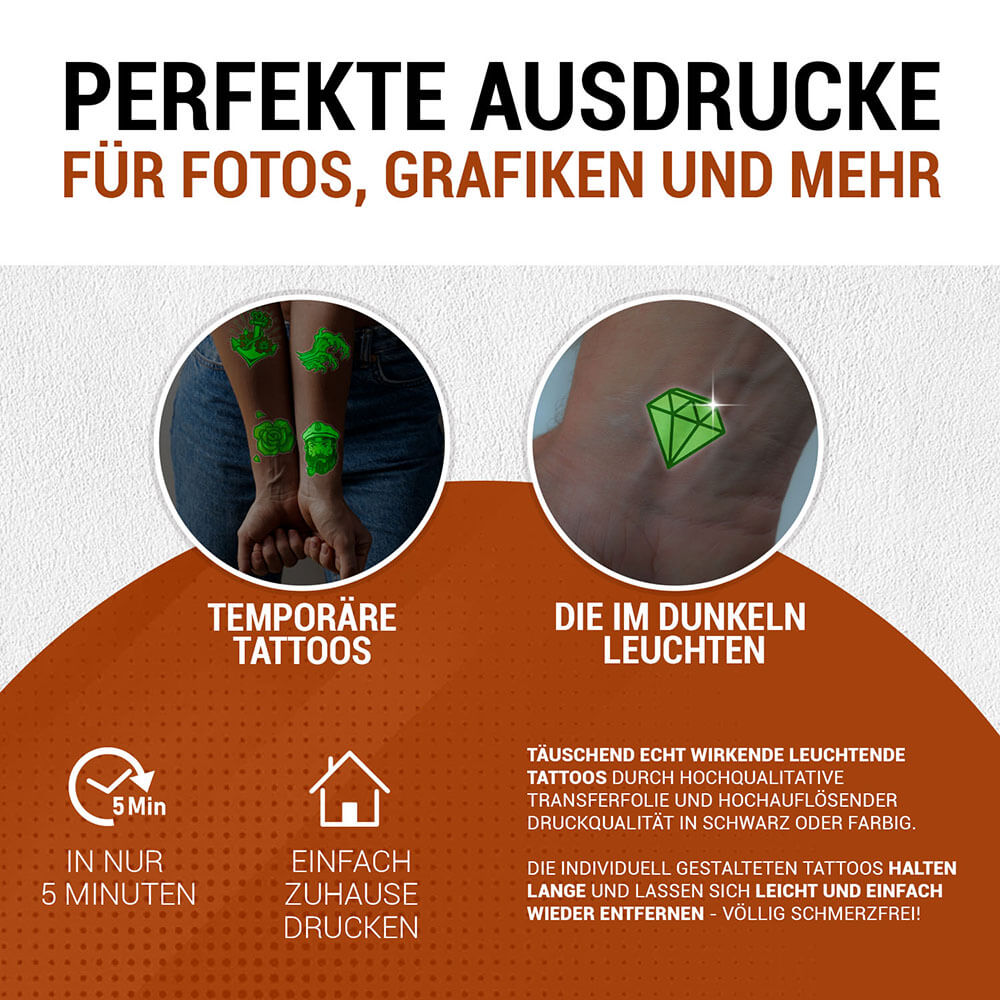 Leuchttattoo-Transferfolie Inkjet