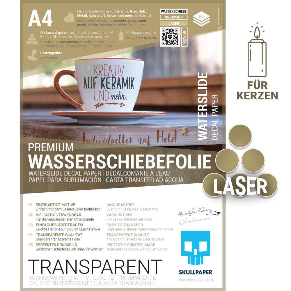Wasserschiebefolie transparent Laser (auch Bestempelbar)