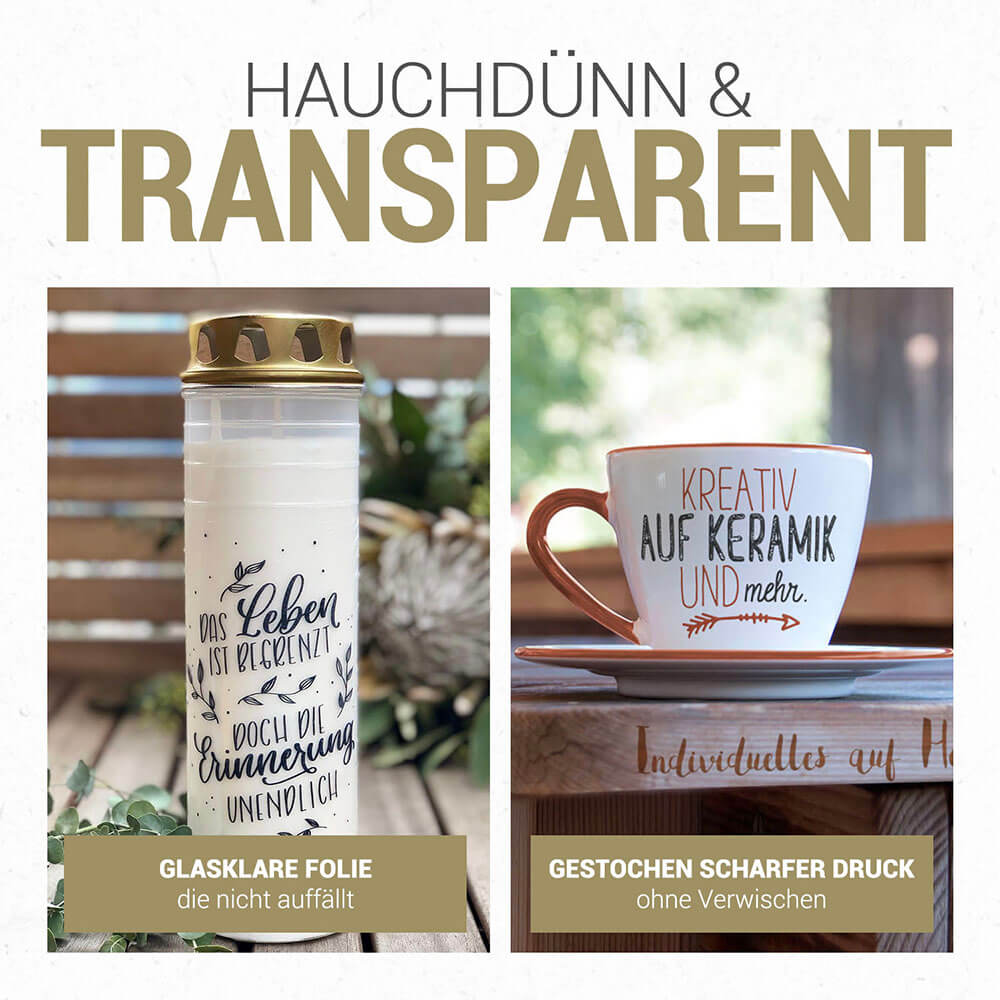 Wasserschiebefolie transparent Laser (auch Bestempelbar)