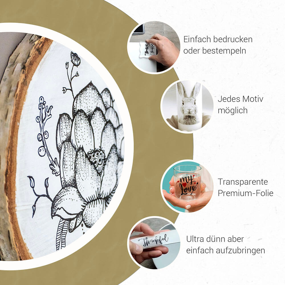 Wasserschiebefolie transparent Laser (auch Bestempelbar)