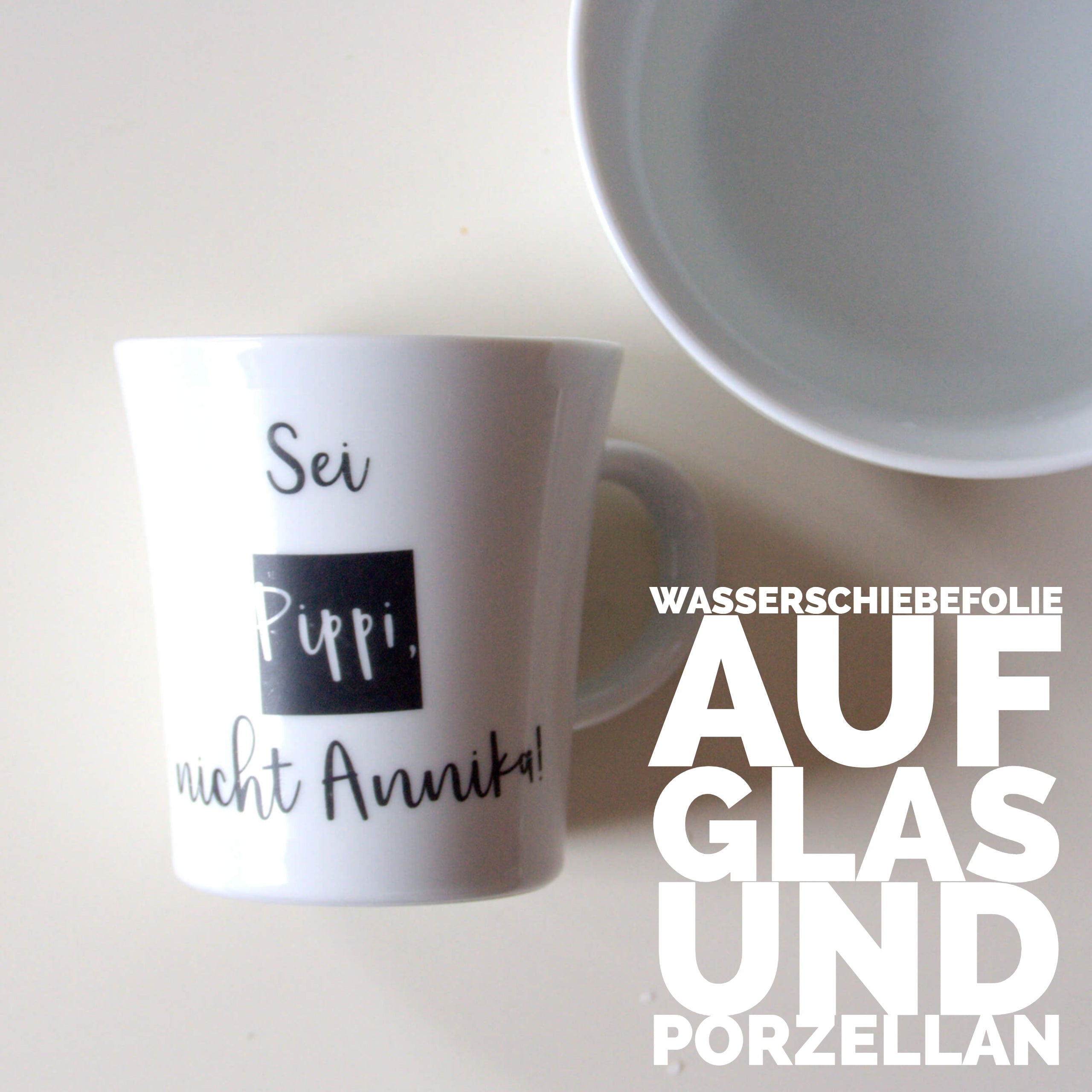 Wasserschiebefolie auf Glas und Porzellan