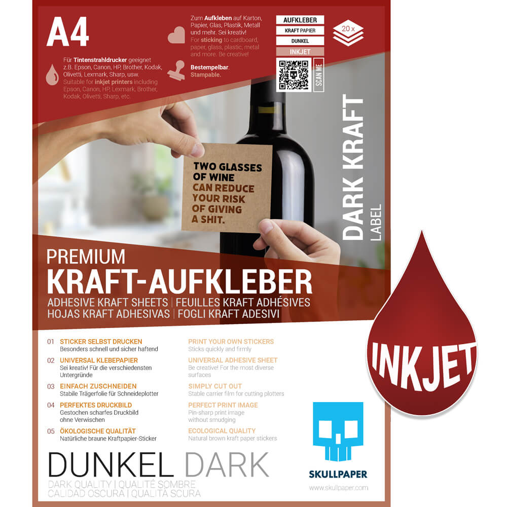 Kraft-Aufkleber dunkel Inkjet