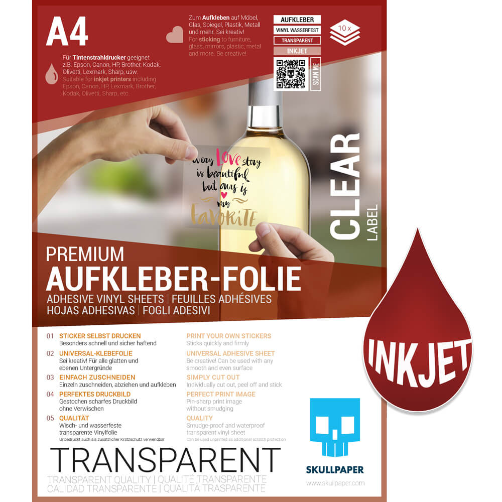 Aufkleber-Folie transparent Inkjet