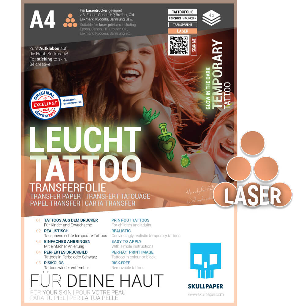 Luminous tattoo transfer film laser